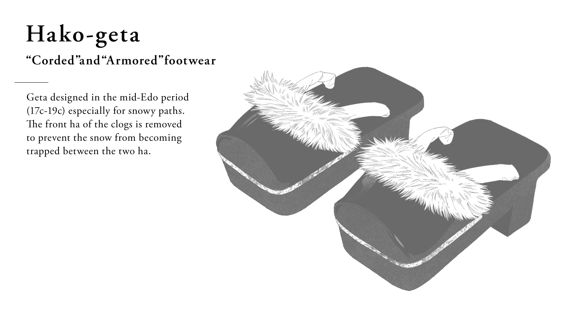 “Corded”and“Armored”footwear Hako-geta